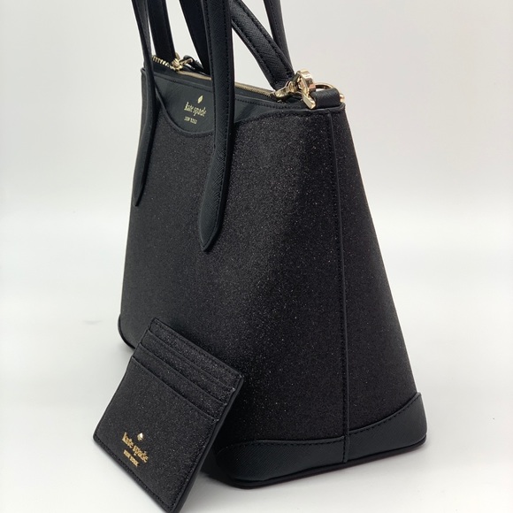 Kate Spade Shimmy Satchel & Card Holder Set Black - Picture 3 of 11